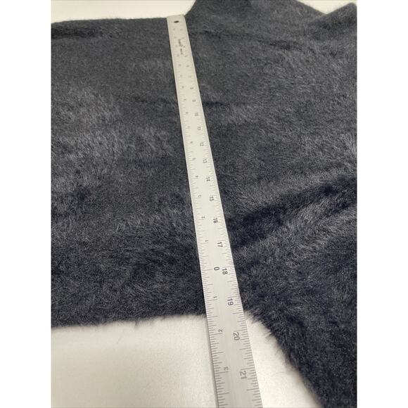 Marled Reunited Clothing Sweater Faux Fur Black Mock Neck Fuzzy Goth Dark Small - Picture 7 of 8